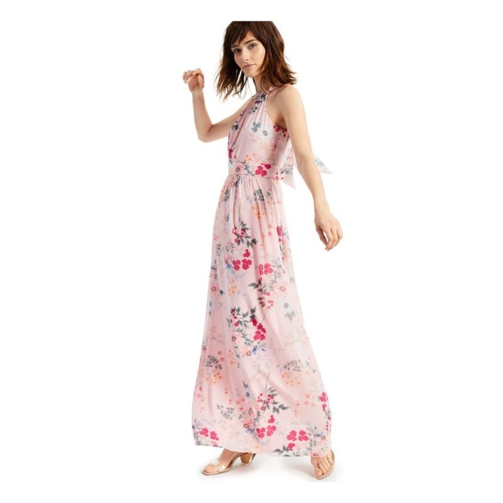 INC DRESS Womens Pink Tie Back Lined Sleeveless Maxi Party Sheath Dress 10